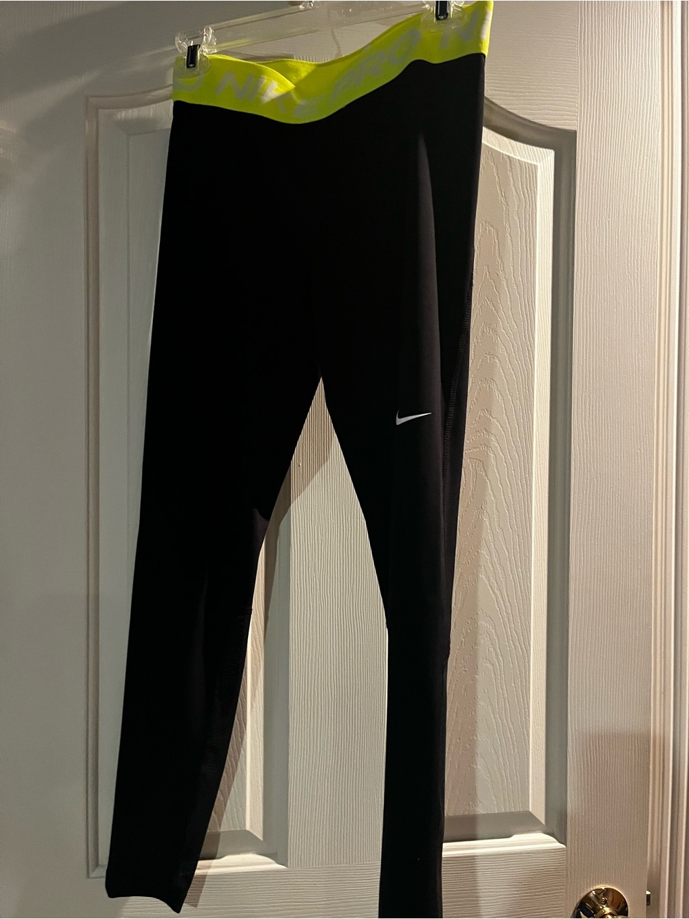 Nike PRO Black Leggings with Neon Yellow Waistband